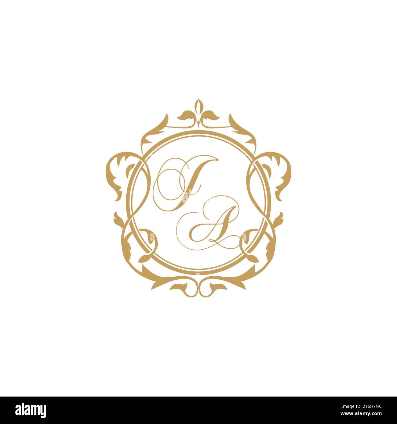 JA Wedding initials invitation with elegant ornament circle element vector graphic template Stock Vector
