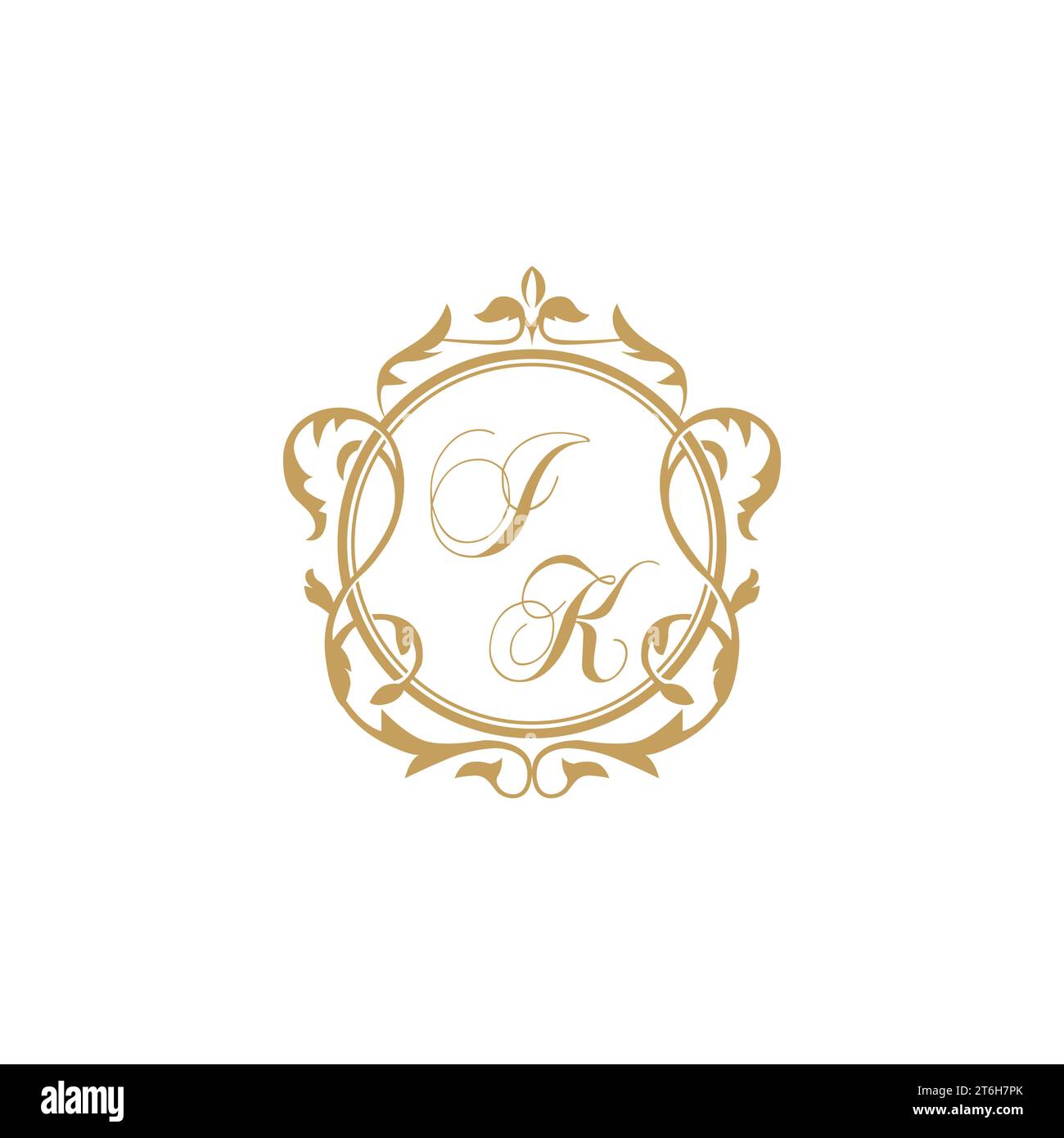 IK Wedding initials invitation with elegant ornament circle element vector graphic template Stock Vector