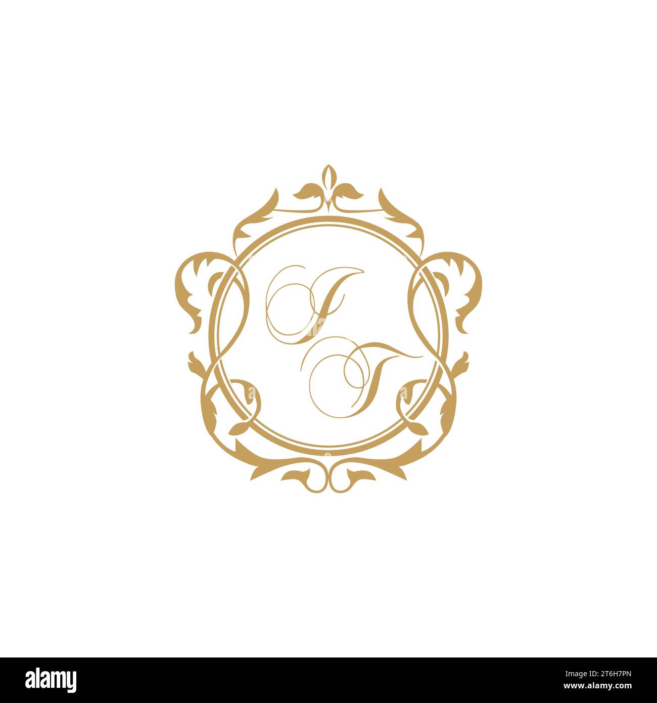 IT Wedding initials invitation with elegant ornament circle element vector graphic template Stock Vector
