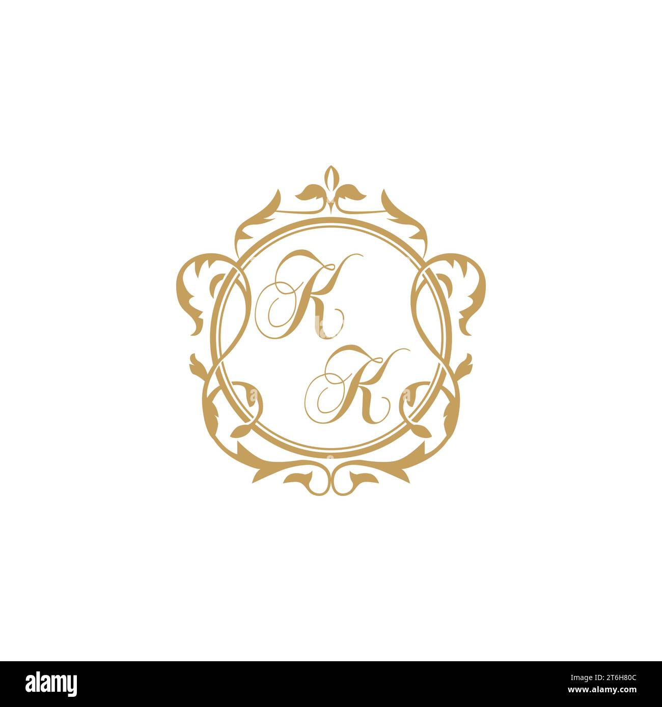 KK Wedding initial invitation with elegant ornament circle element vector graphic template Stock Vector