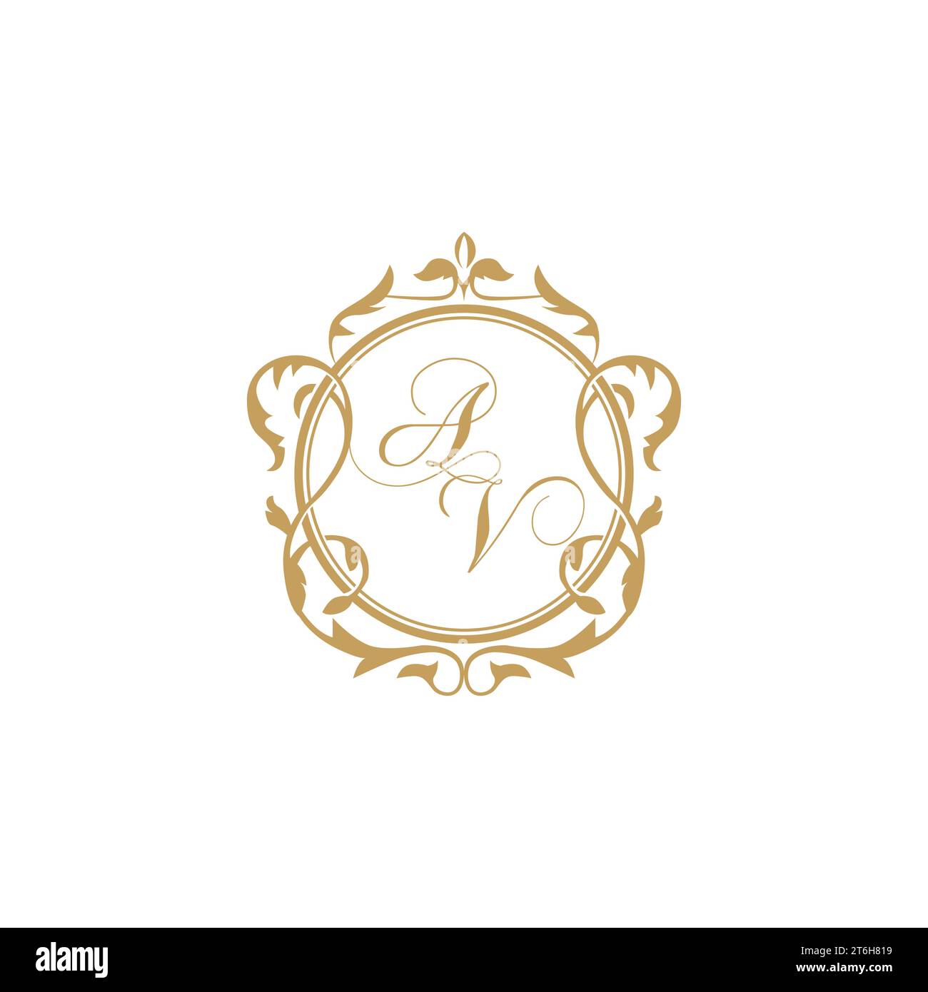 AV Wedding initials invitation with elegant ornament circle element vector graphic template Stock Vector