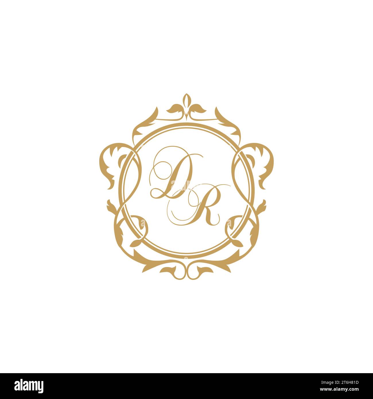 DR Wedding initials invitation with elegant ornament circle element vector graphic template Stock Vector