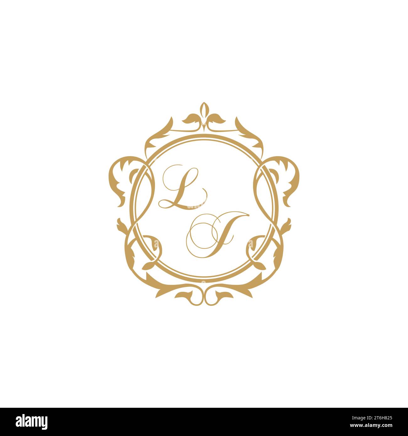 LJ Wedding initial invitation with elegant ornament circle element vector graphic template Stock Vector