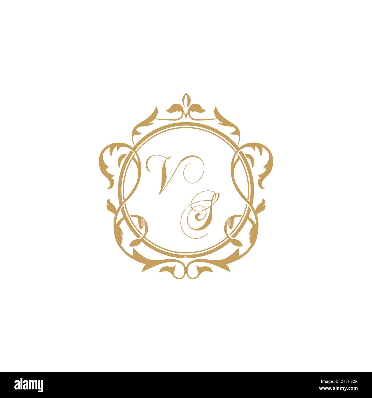 VS Wedding initial invitation with elegant ornament circle element vector graphic template Stock Vector