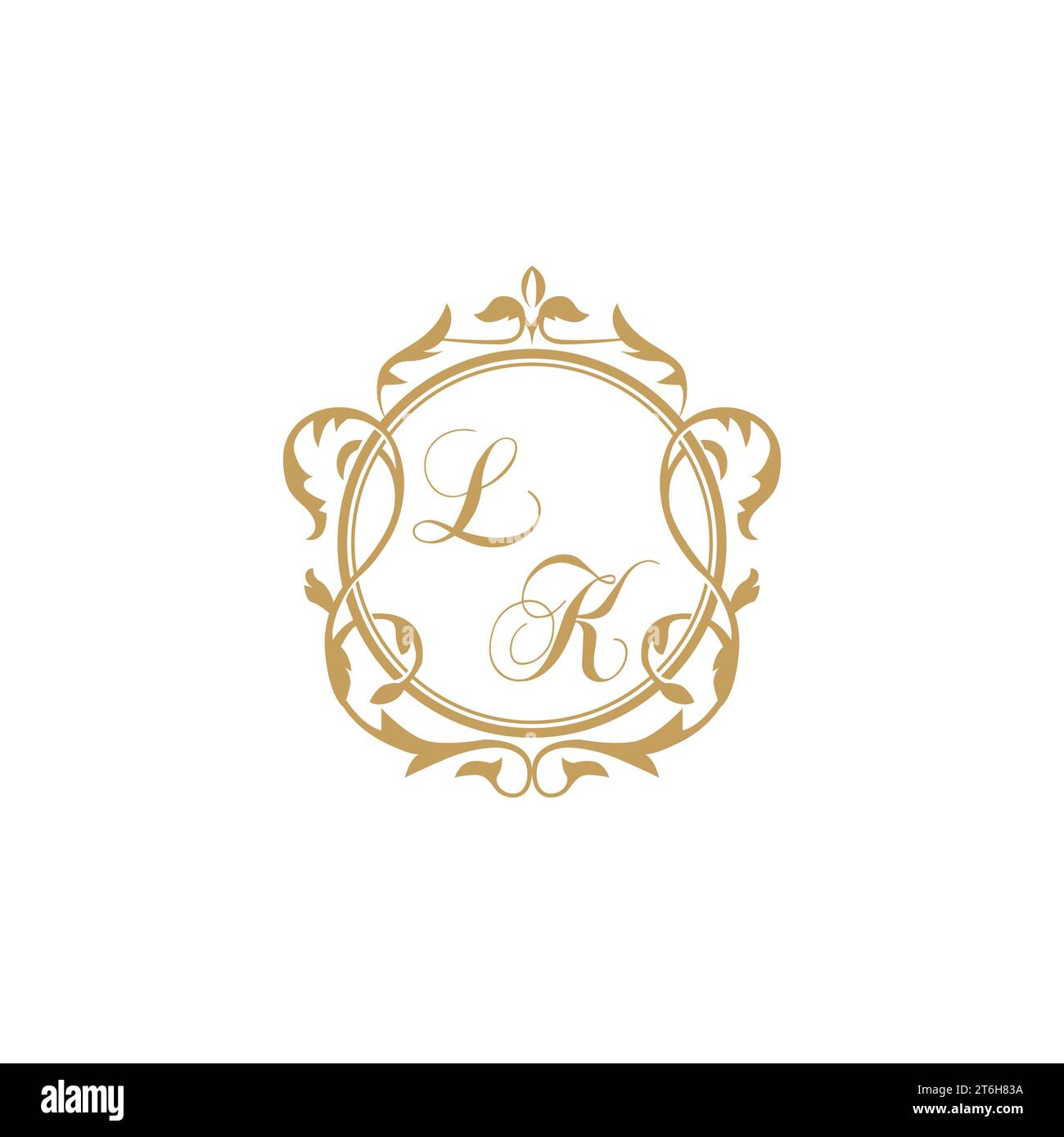 LK Wedding initial invitation with elegant ornament circle element vector graphic template Stock Vector