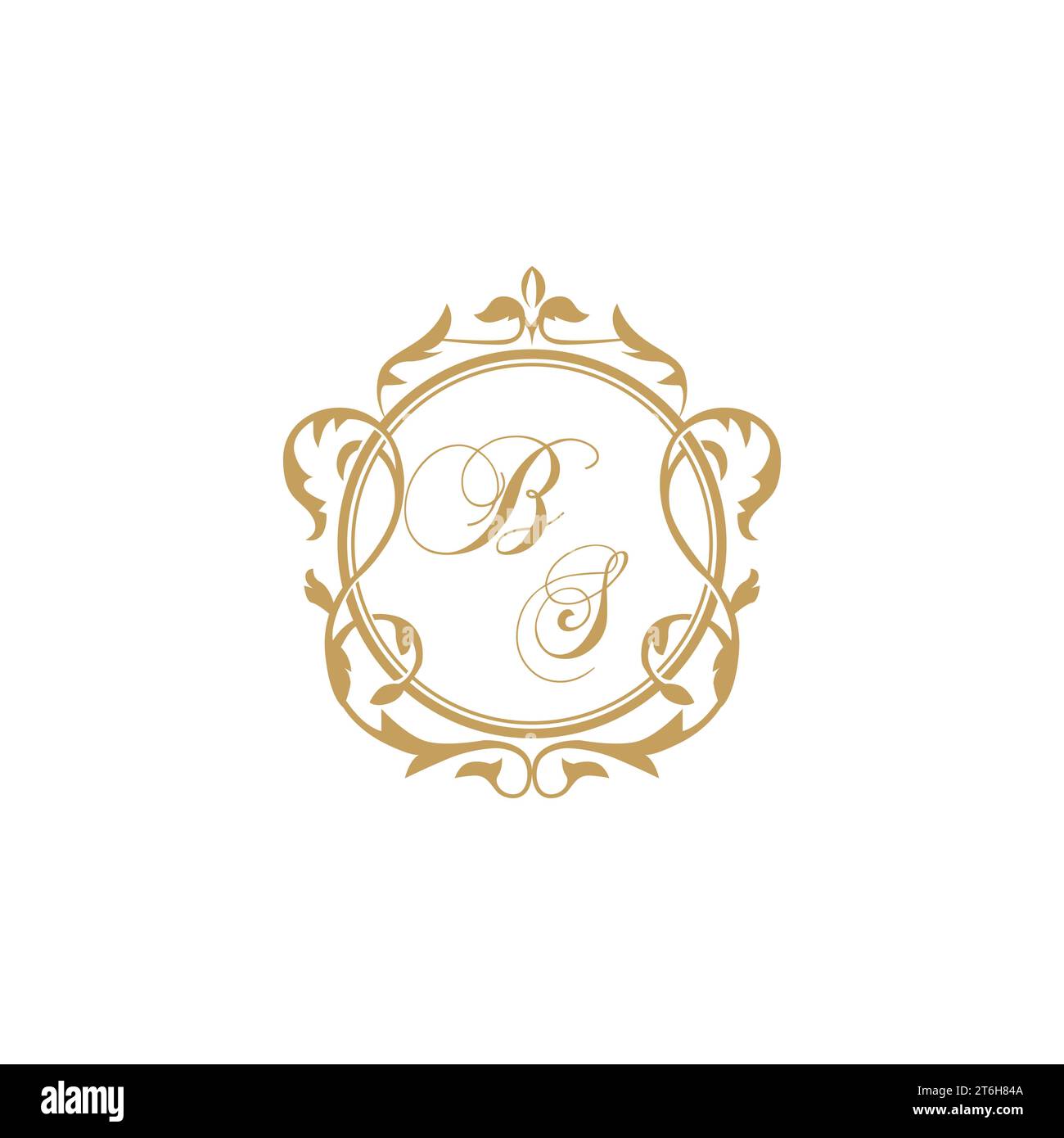 BS Wedding initials invitation with elegant ornament circle element vector graphic template Stock Vector