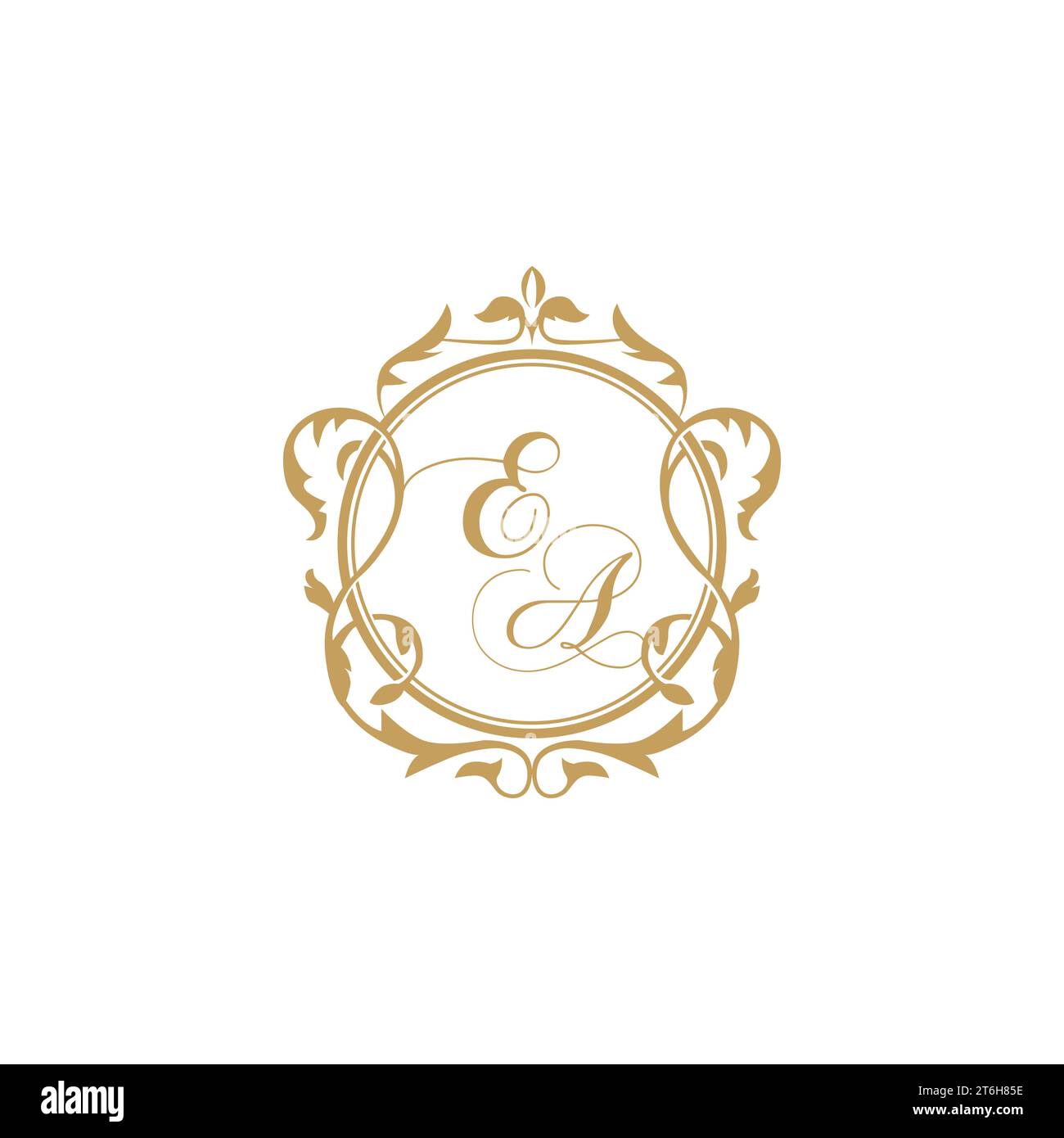 EA Wedding initials invitation with elegant ornament circle element vector graphic template Stock Vector