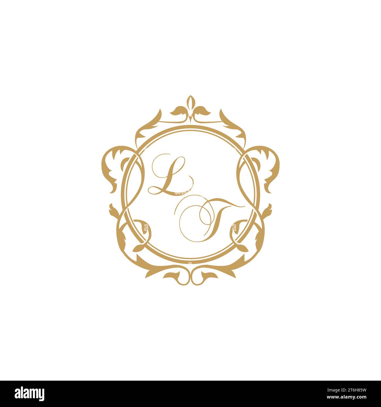 LT Wedding initial invitation with elegant ornament circle element vector graphic template Stock Vector