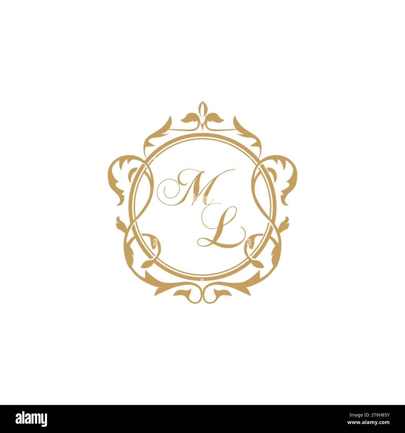ML Wedding initial invitation with elegant ornament circle element vector graphic template Stock Vector