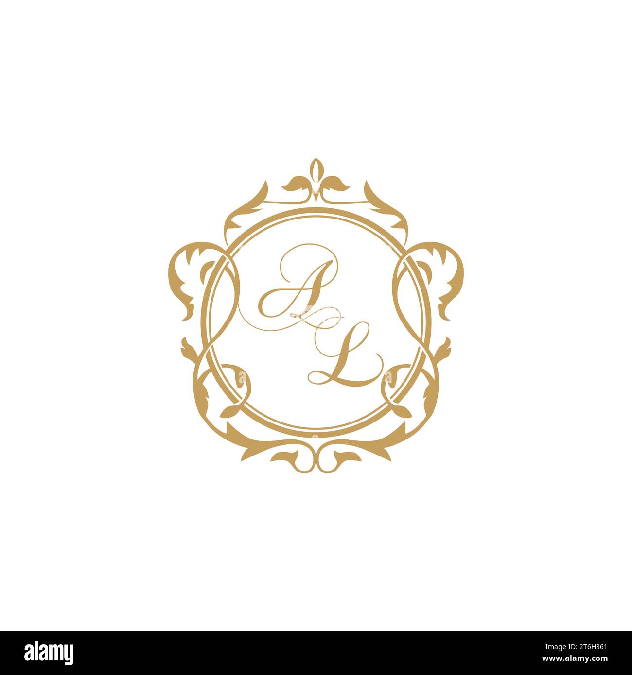 AL Wedding initials invitation with elegant ornament circle element vector graphic template Stock Vector