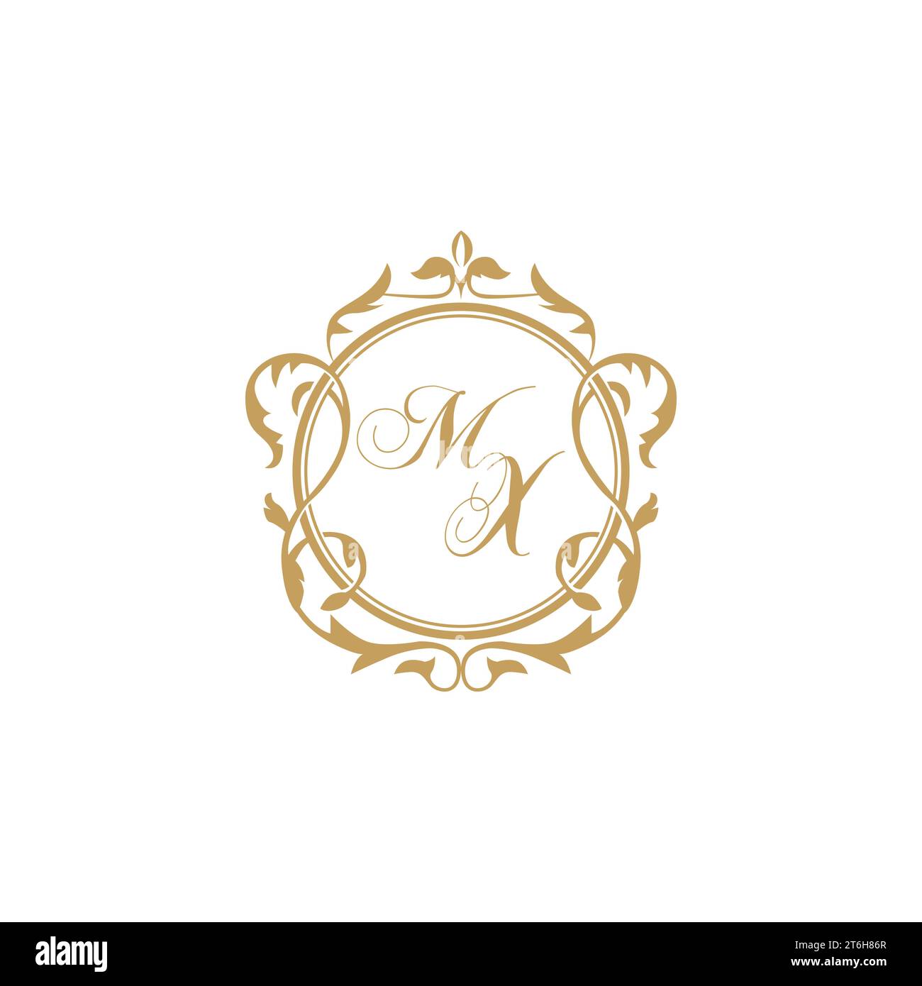MX Wedding initial invitation with elegant ornament circle element vector graphic template Stock Vector
