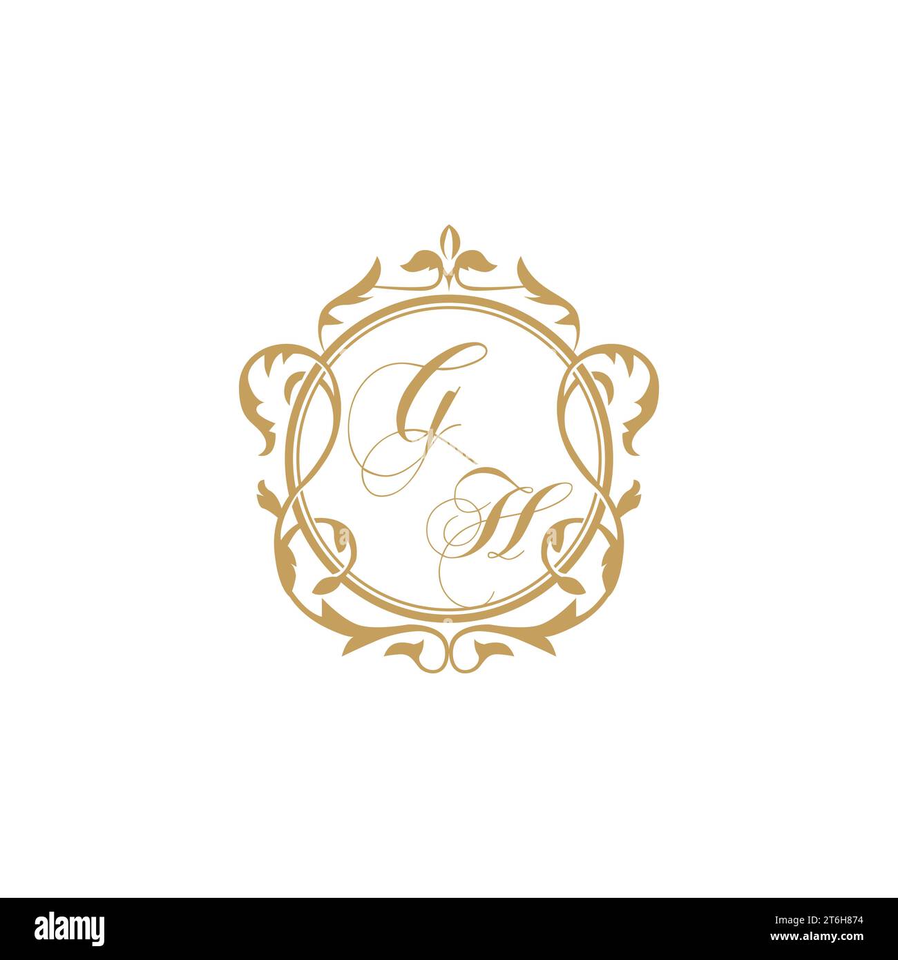GI Wedding initials invitation with elegant ornament circle element vector graphic template Stock Vector
