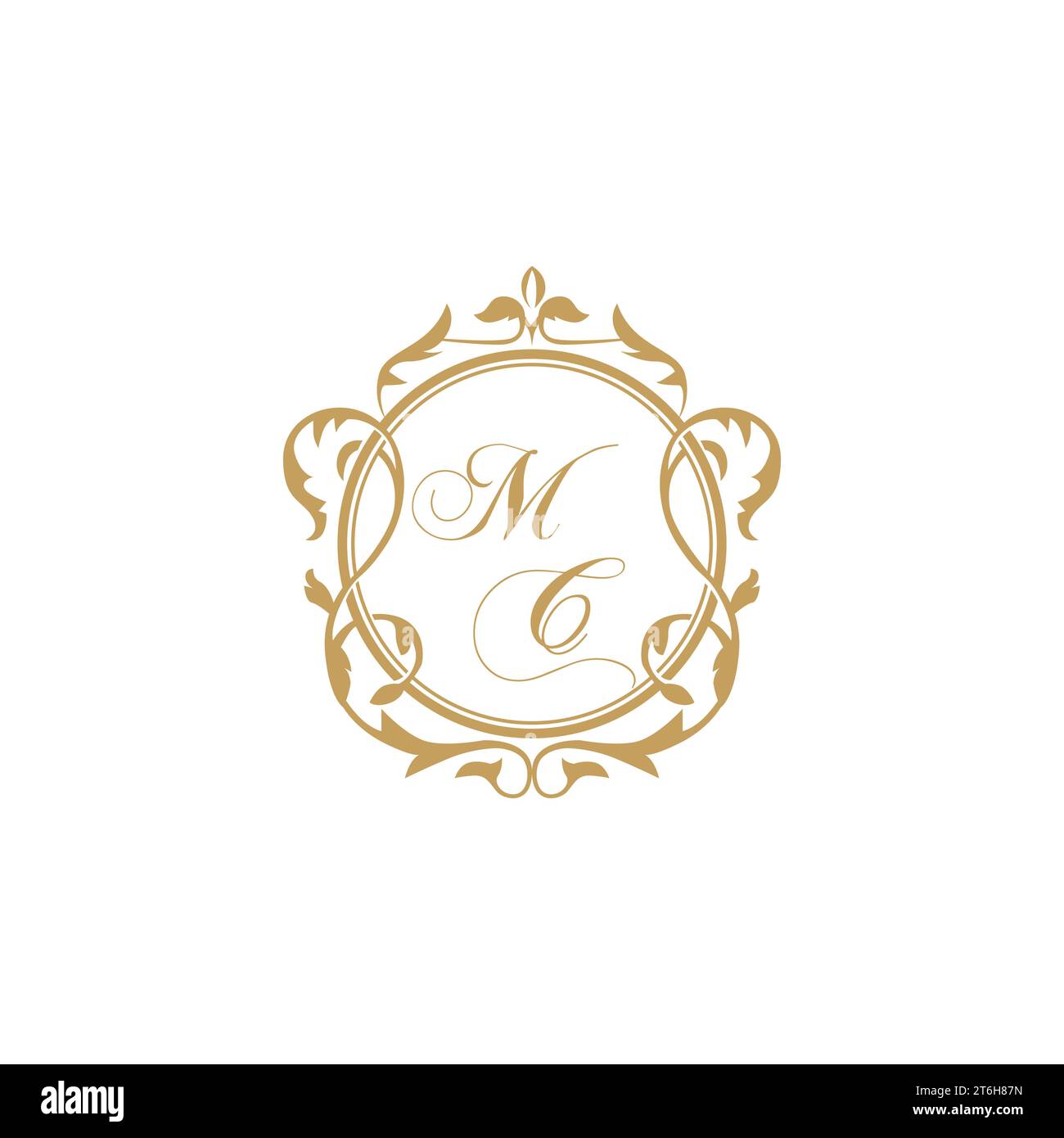 MC Wedding initial invitation with elegant ornament circle element vector graphic template Stock Vector