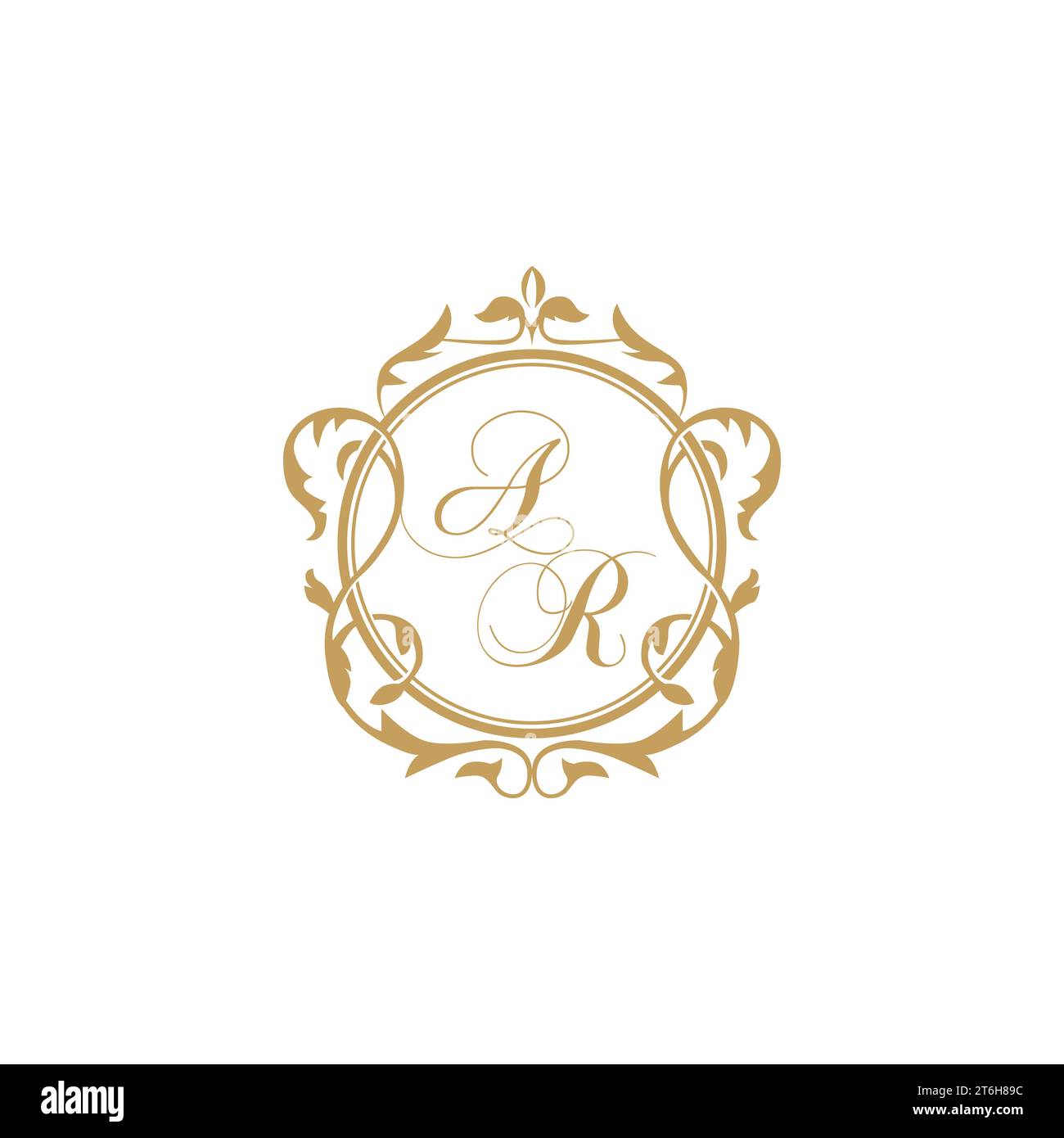 AR Wedding initials invitation with elegant ornament circle element vector graphic template Stock Vector