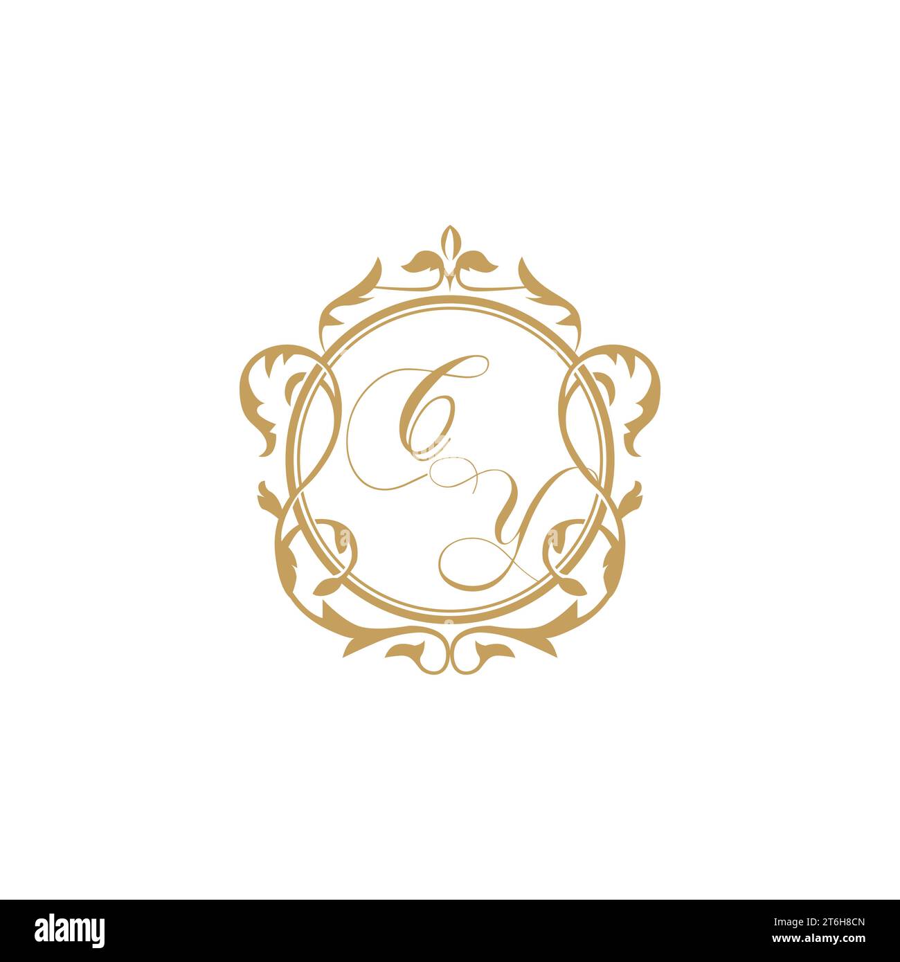 CY Wedding initials invitation with elegant ornament circle element vector graphic template Stock Vector