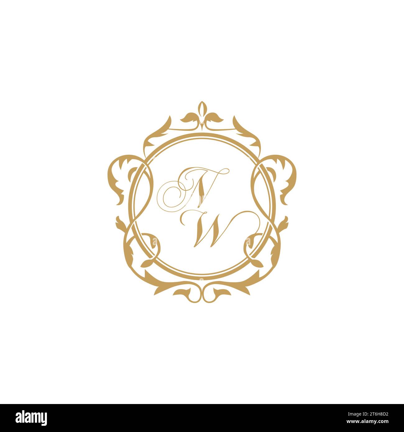 NW Wedding initial invitation with elegant ornament circle element vector graphic template Stock Vector