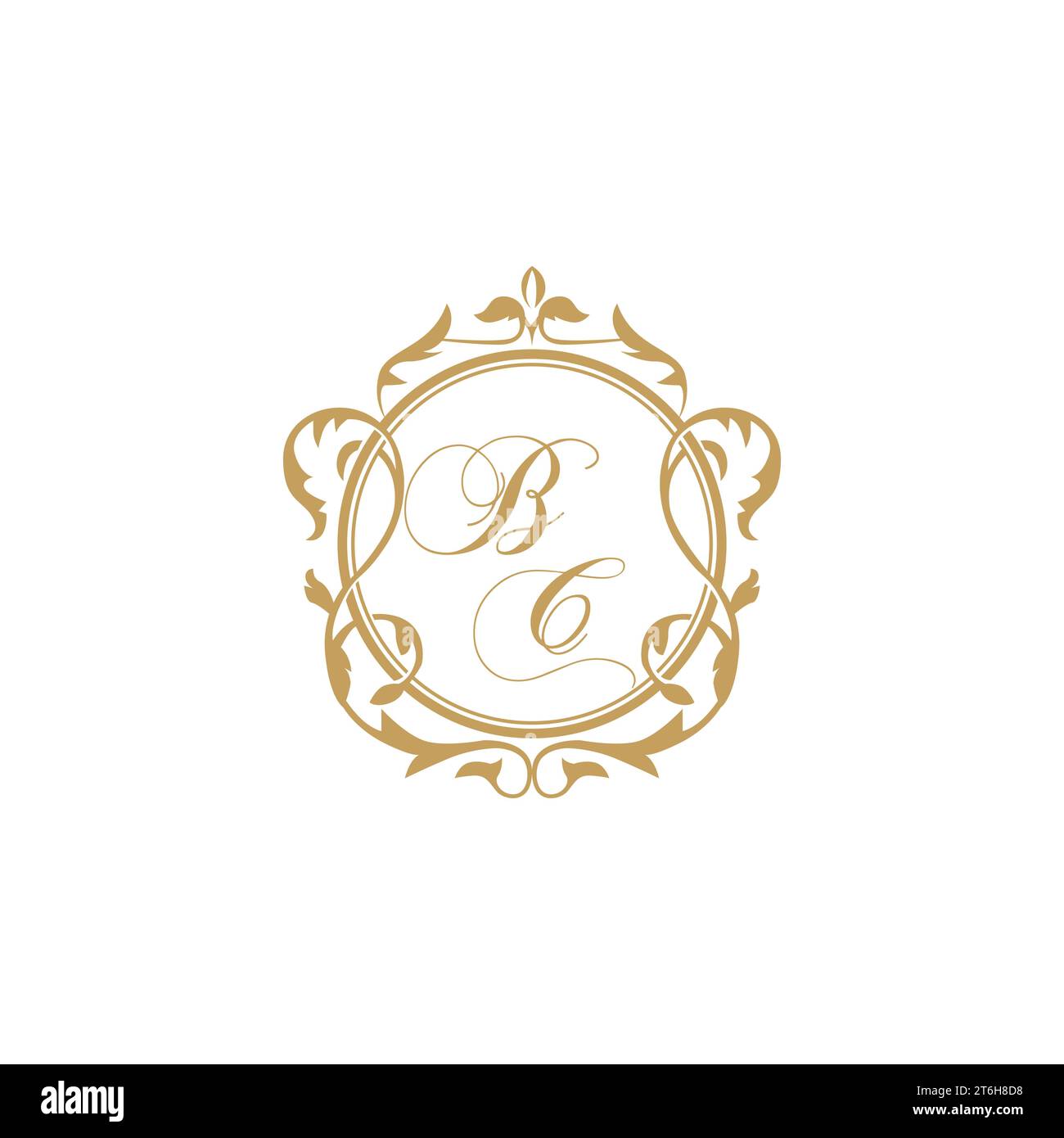 BC Wedding initials invitation with elegant ornament circle element vector graphic template Stock Vector