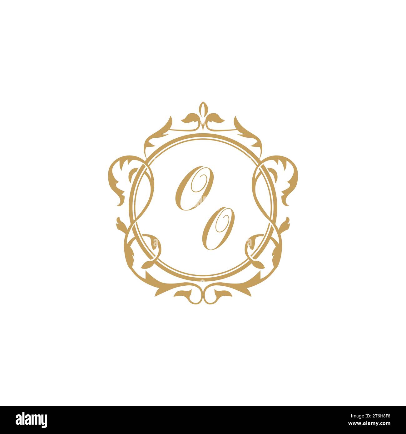 OO Wedding initial invitation with elegant ornament circle element vector graphic template Stock Vector