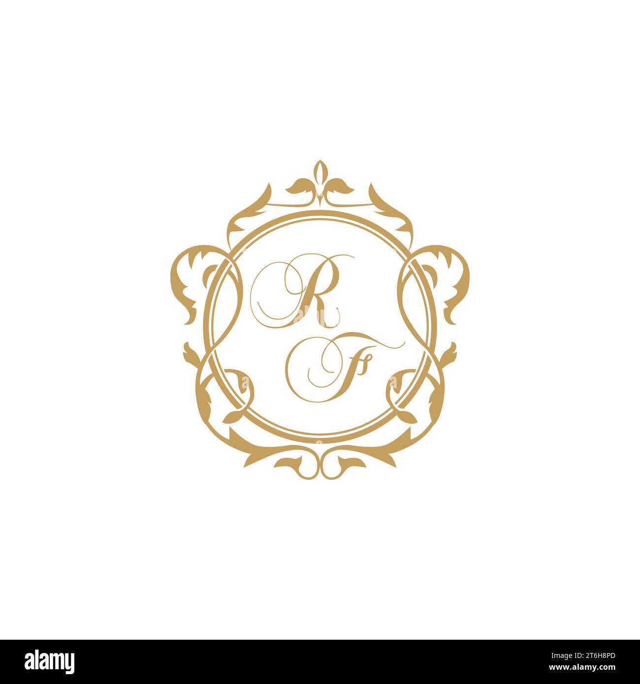 RF Wedding initial invitation with elegant ornament circle element vector graphic template Stock Vector