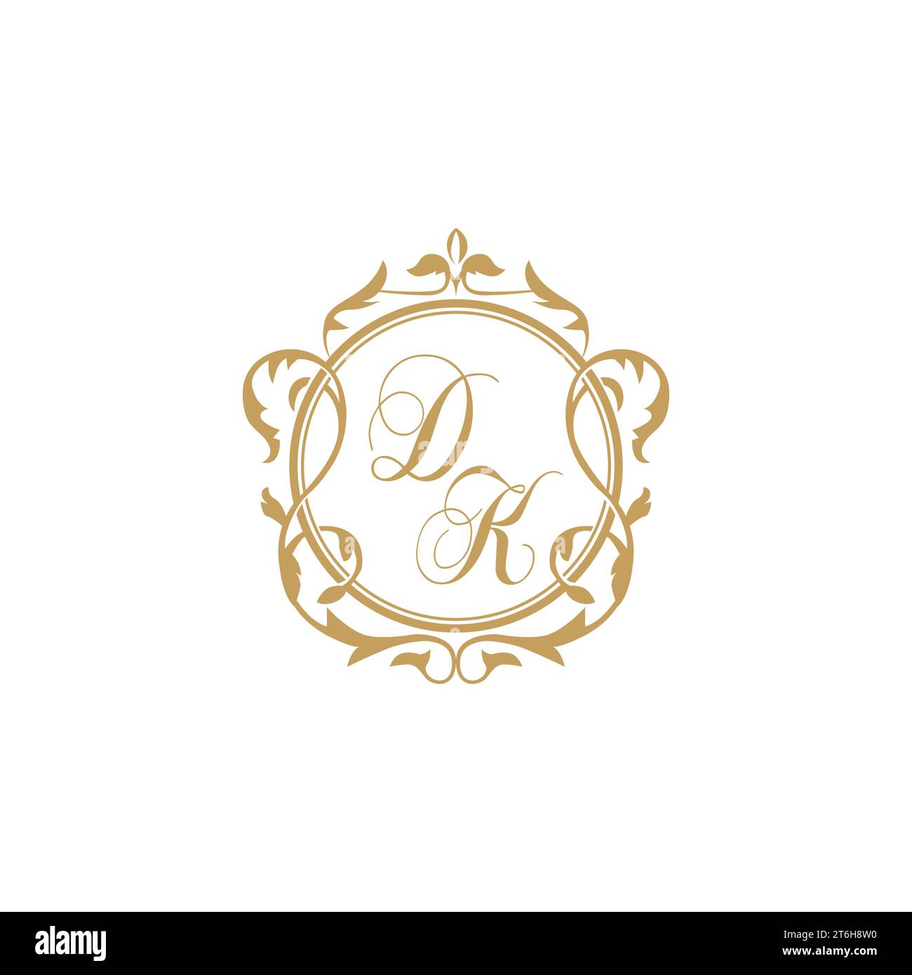 DK Wedding initials invitation with elegant ornament circle element vector graphic template Stock Vector
