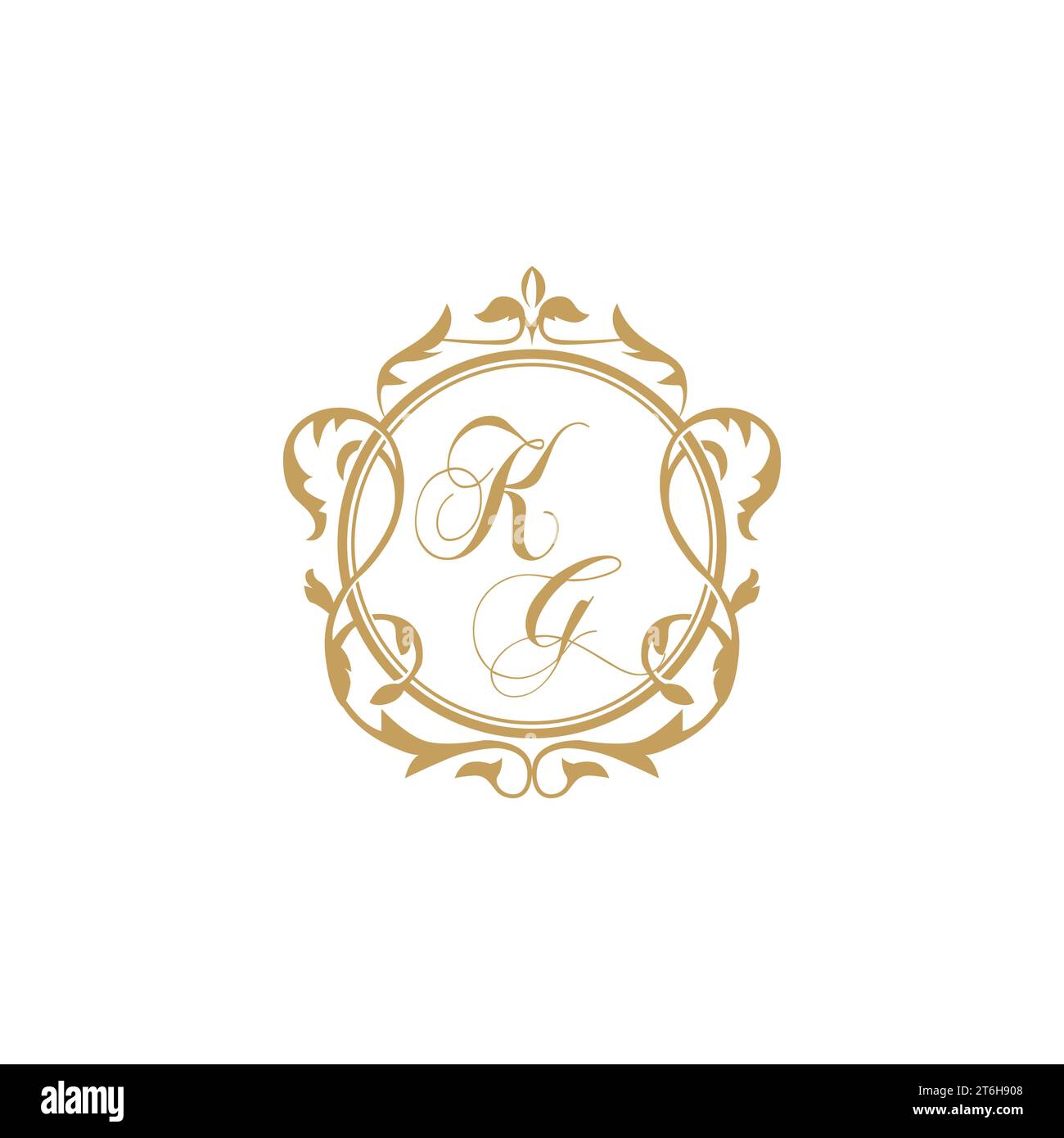 KG Wedding initial invitation with elegant ornament circle element vector graphic template Stock Vector