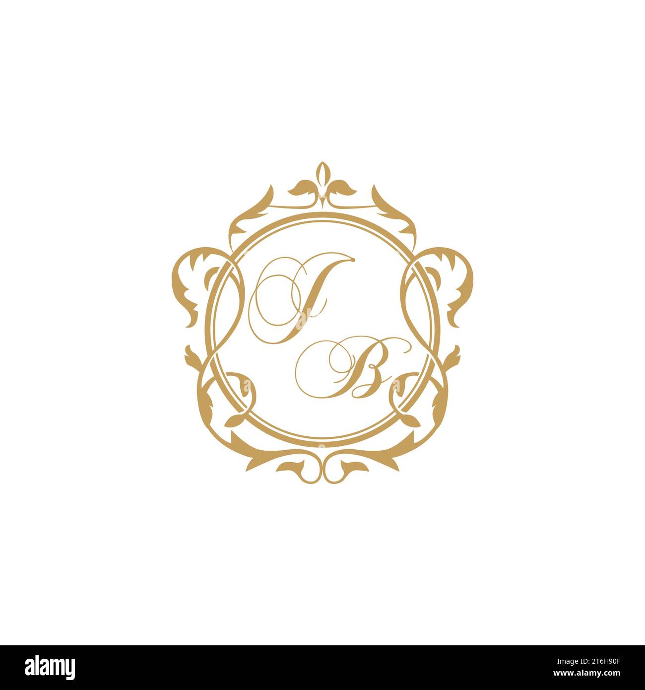JB Wedding initials invitation with elegant ornament circle element vector graphic template Stock Vector