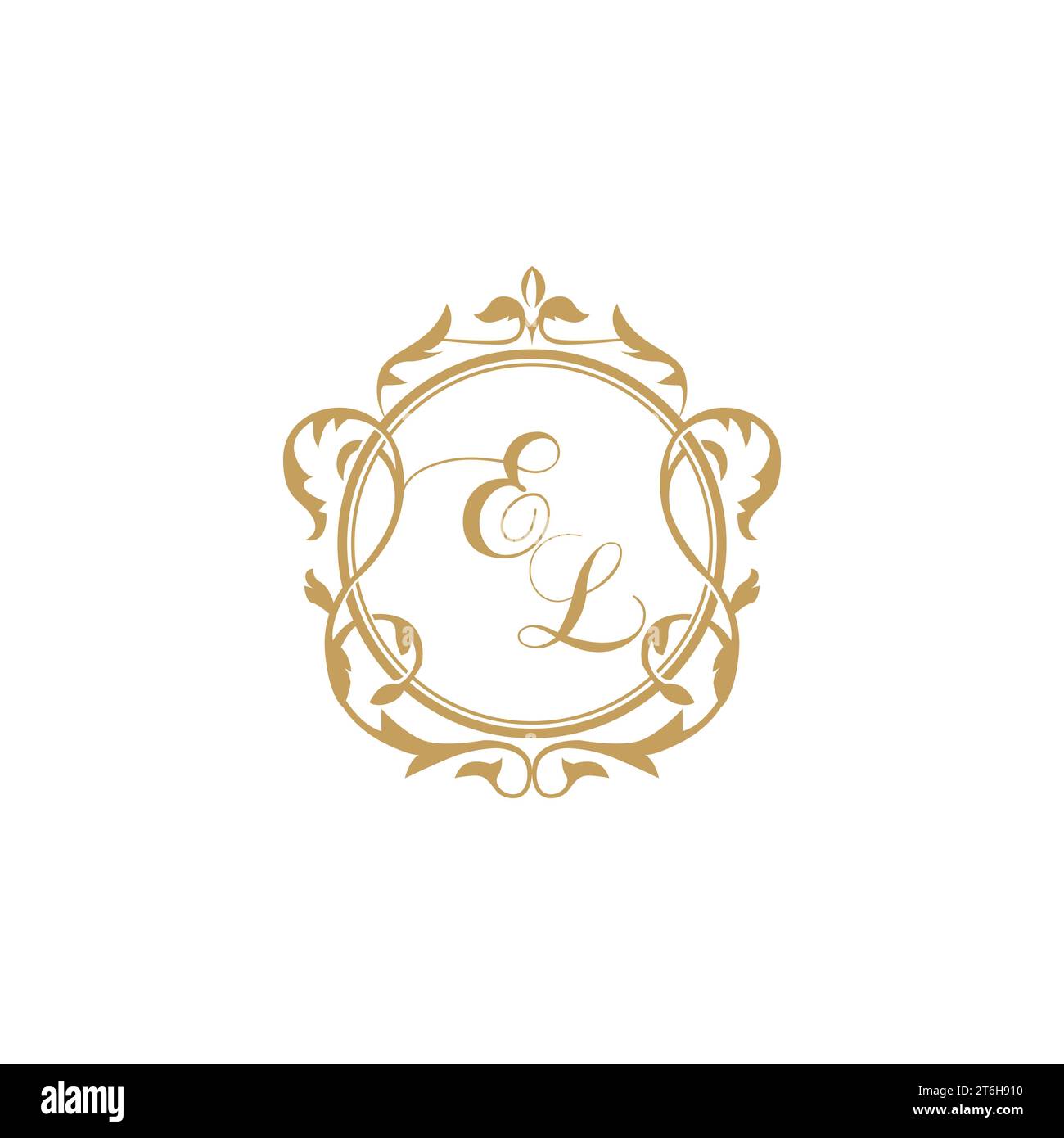 EL Wedding initials invitation with elegant ornament circle element vector graphic template Stock Vector