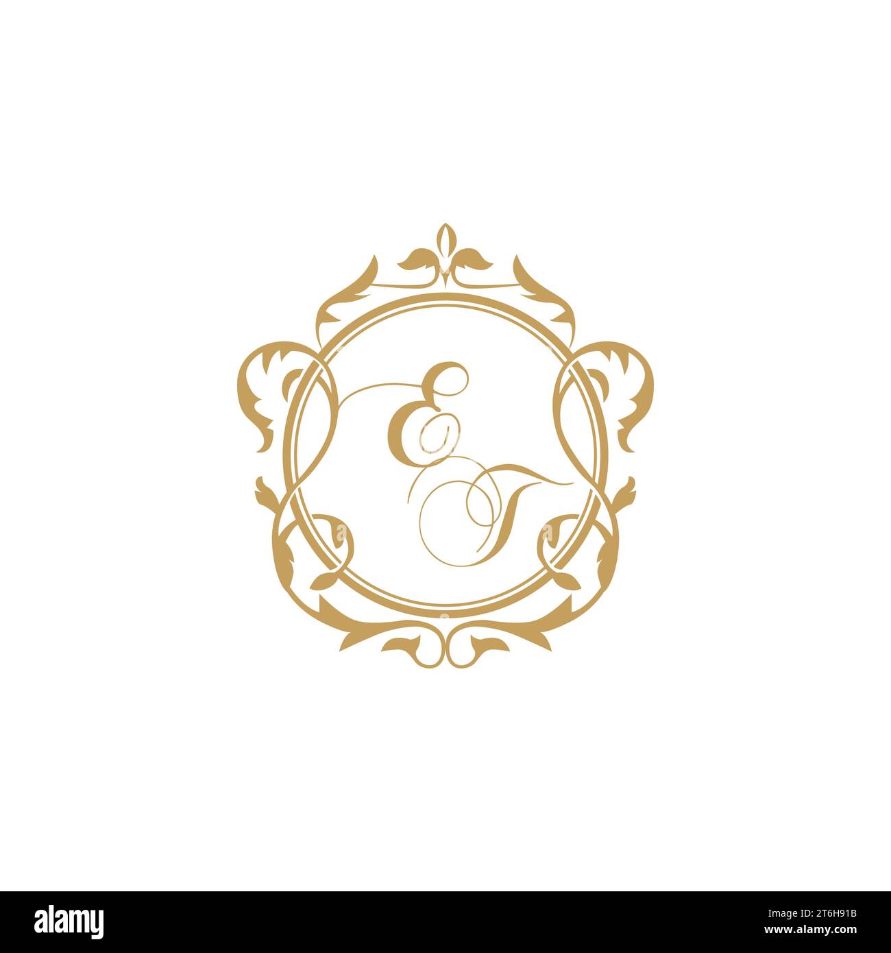 ET Wedding initials invitation with elegant ornament circle element vector graphic template Stock Vector
