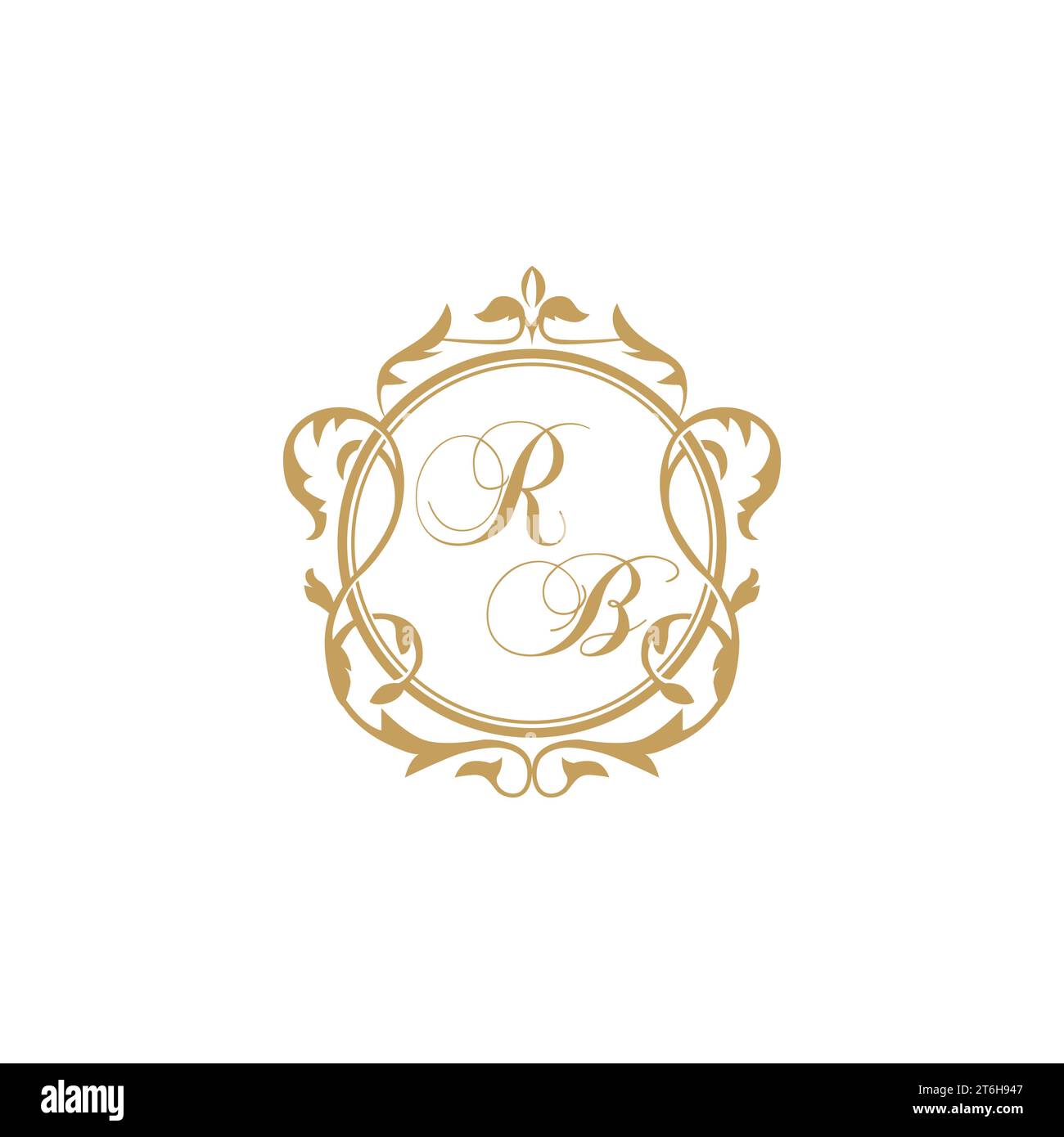 RB Wedding initial invitation with elegant ornament circle element vector graphic template Stock Vector