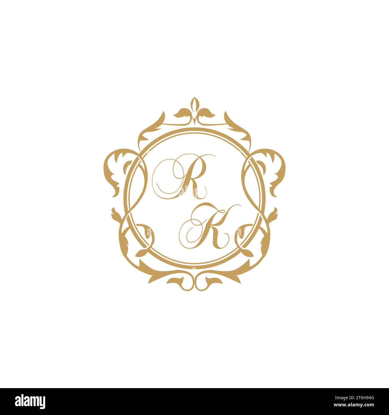 RK Wedding initial invitation with elegant ornament circle element vector graphic template Stock Vector