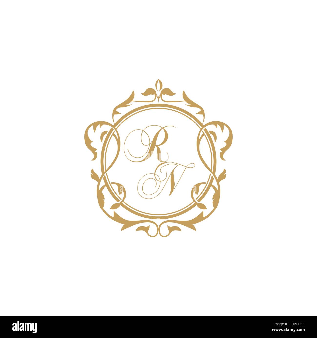 RN Wedding initial invitation with elegant ornament circle element vector graphic template Stock Vector