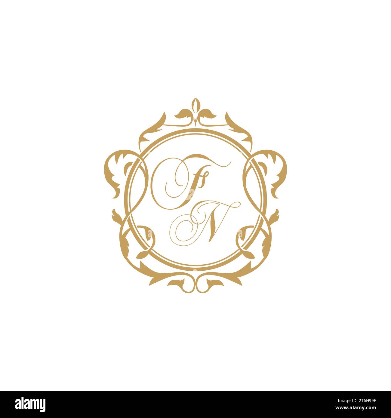 FN Wedding initials invitation with elegant ornament circle element vector graphic template Stock Vector
