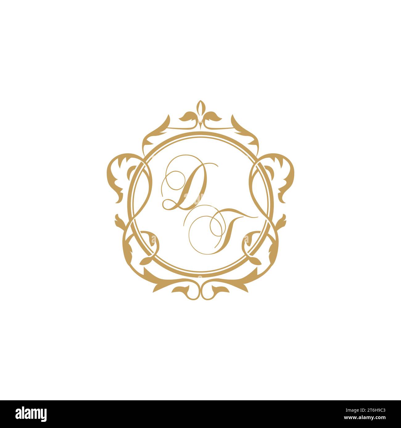 DT Wedding initials invitation with elegant ornament circle element vector graphic template Stock Vector