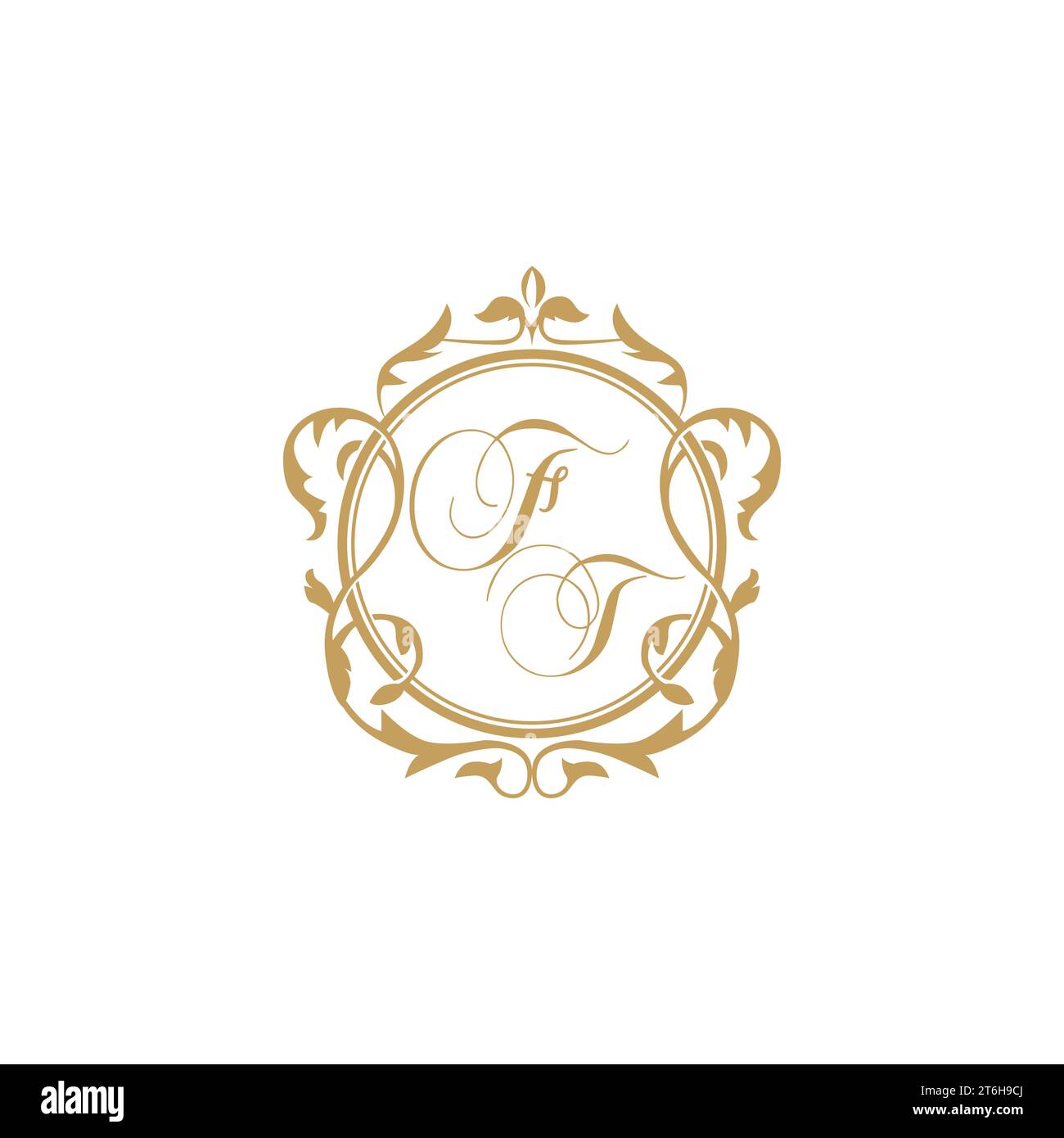 FT Wedding initials invitation with elegant ornament circle element vector graphic template Stock Vector