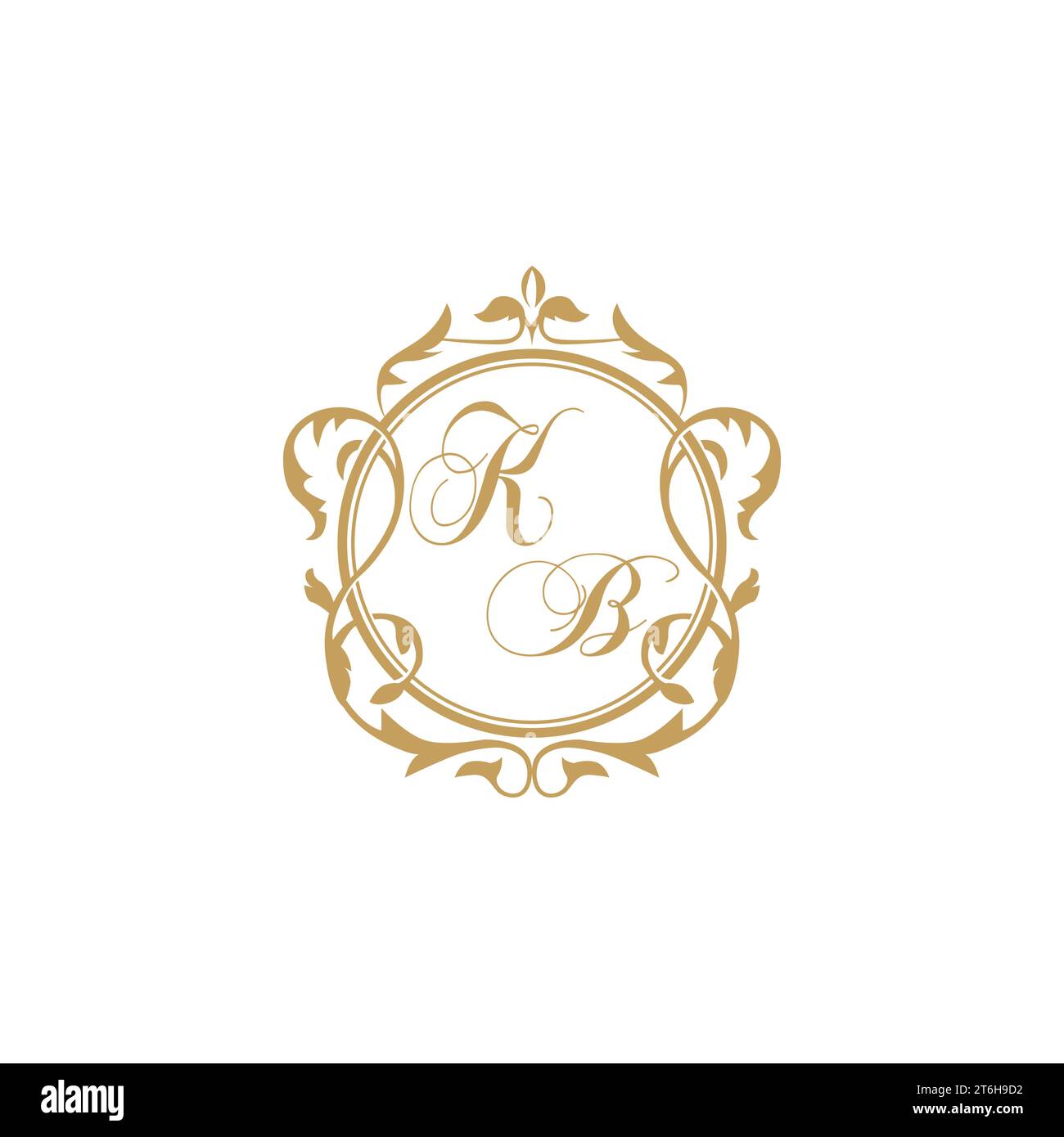 KB Wedding initial invitation with elegant ornament circle element vector graphic template Stock Vector