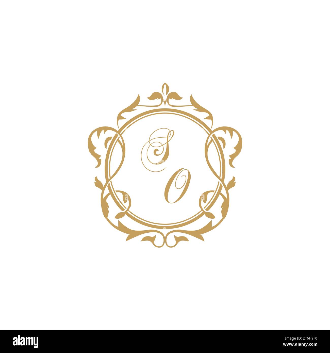 SO Wedding initial invitation with elegant ornament circle element vector graphic template Stock Vector