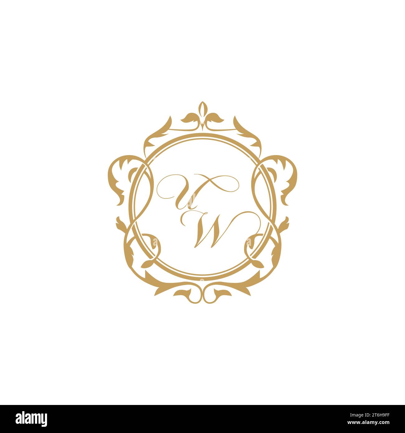 UW Wedding initial invitation with elegant ornament circle element vector graphic template Stock Vector