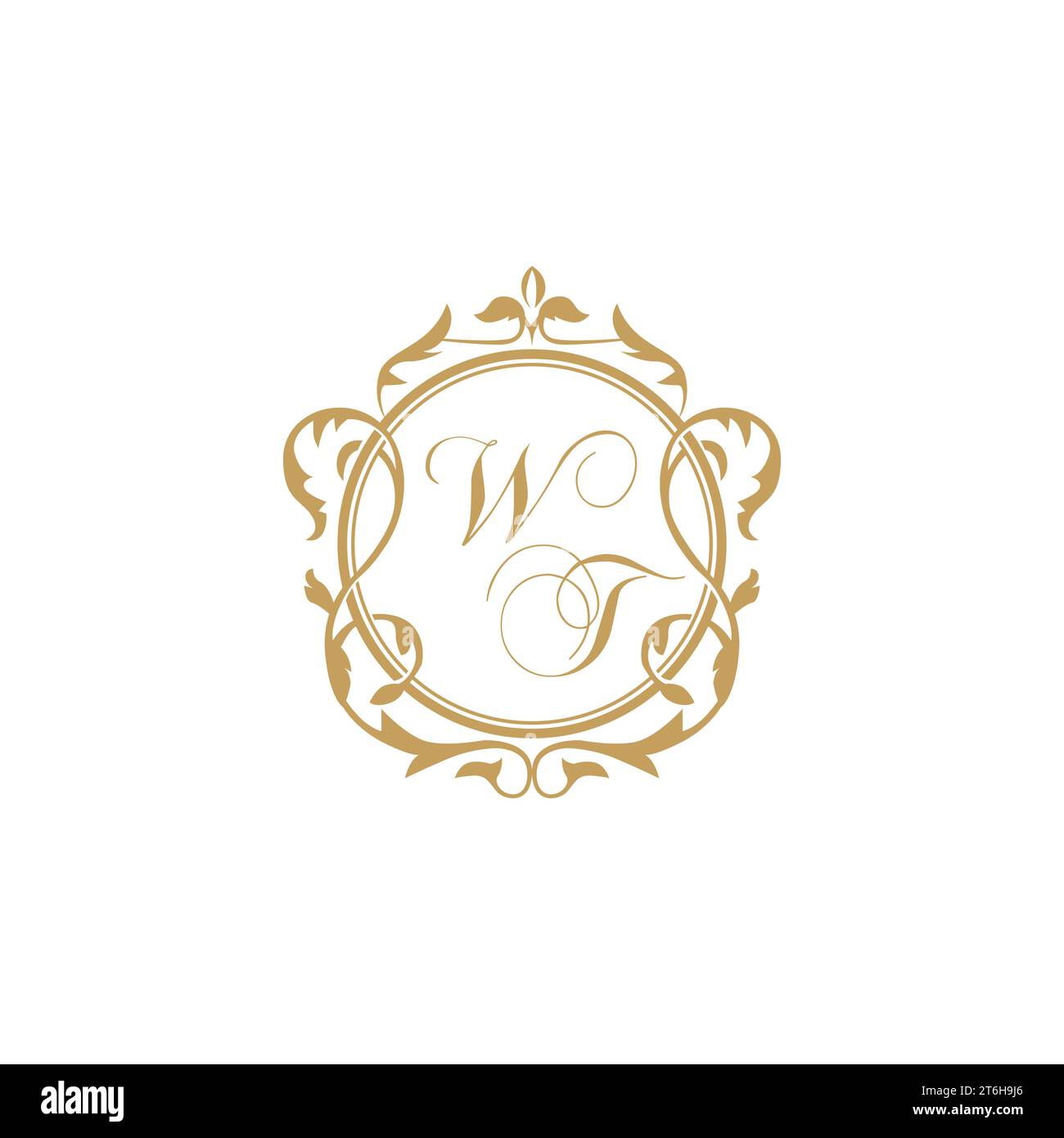 WT Wedding initial invitation with elegant ornament circle element vector graphic template Stock Vector