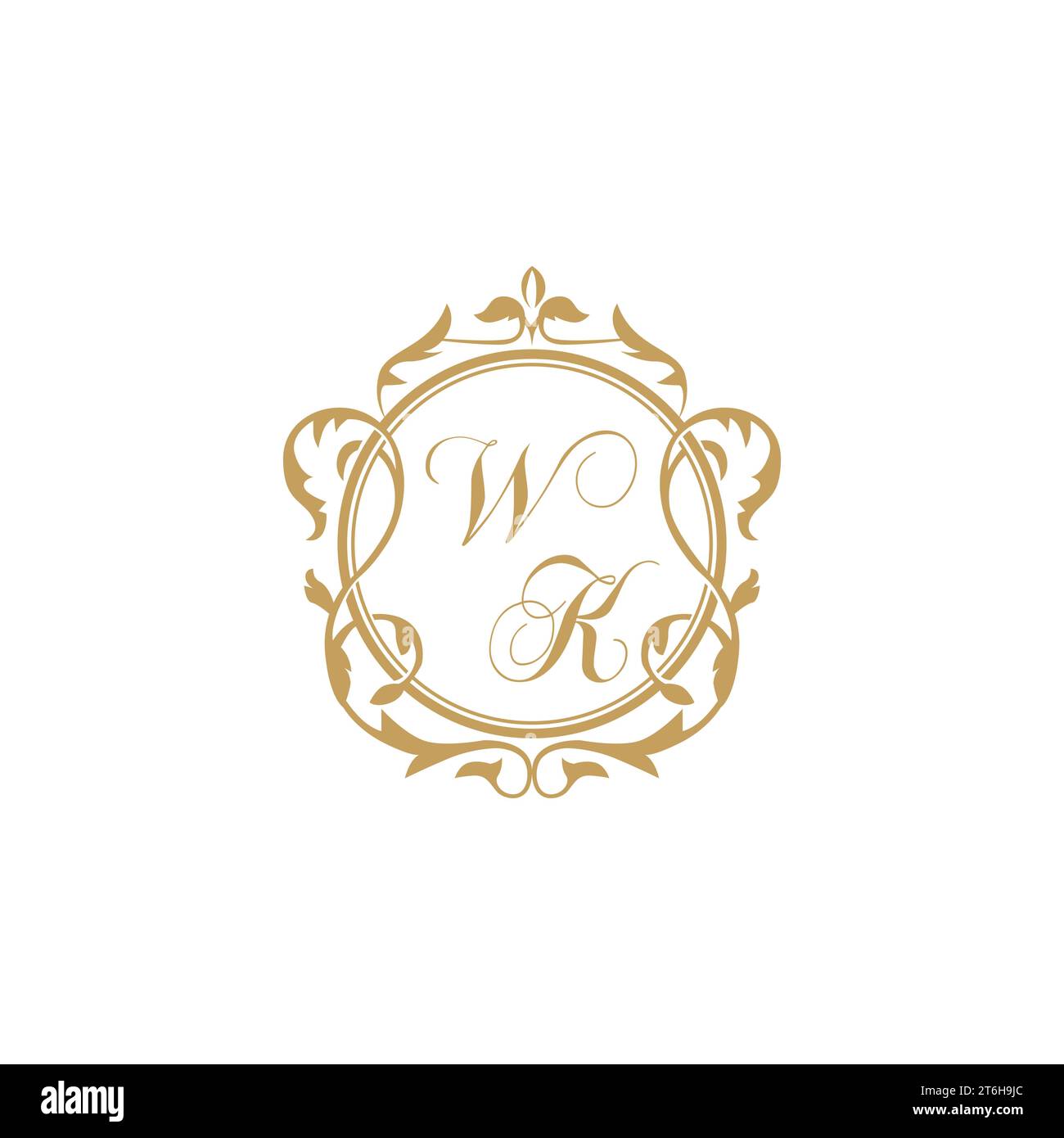 WK Wedding initial invitation with elegant ornament circle element vector graphic template Stock Vector