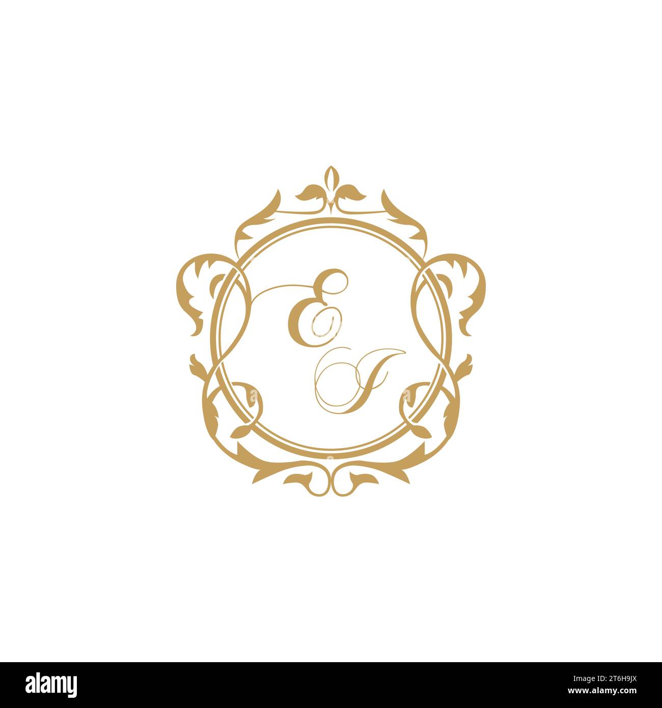 EI Wedding initials invitation with elegant ornament circle element vector graphic template Stock Vector