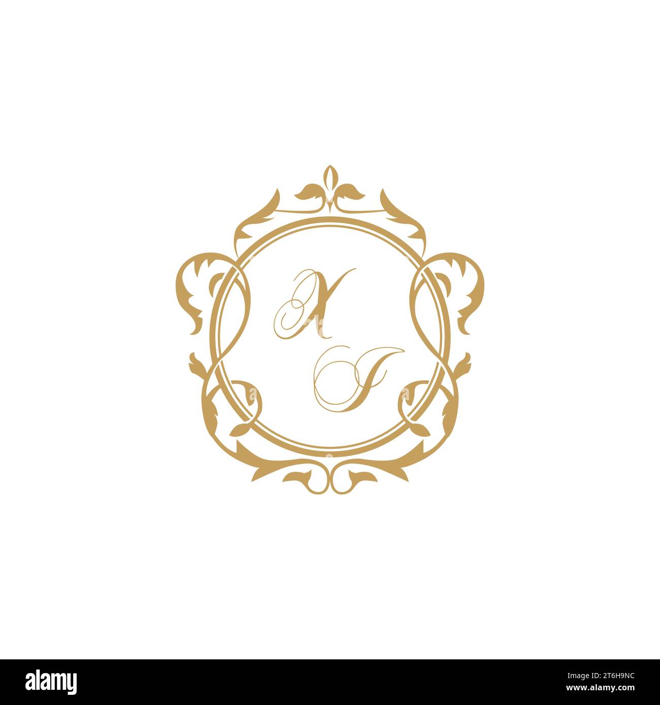 XI Wedding initial invitation with elegant ornament circle element vector graphic template Stock Vector