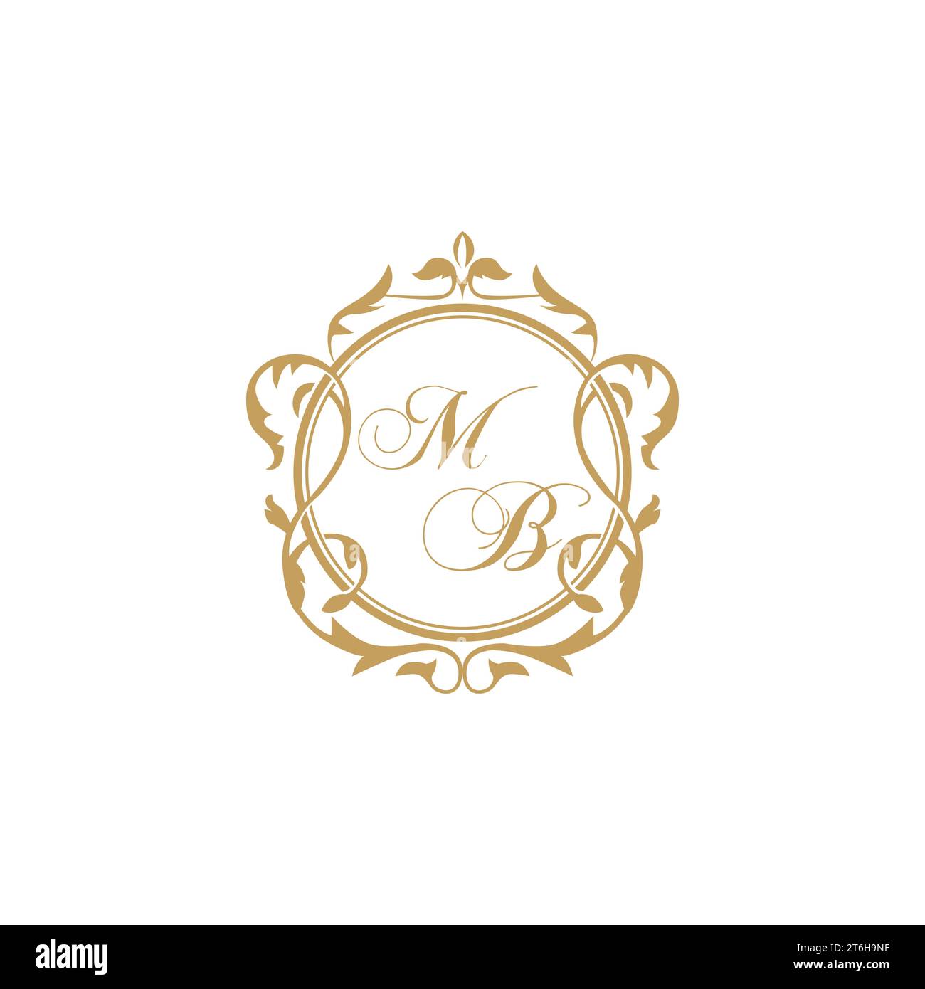MB Wedding initial invitation with elegant ornament circle element vector graphic template Stock Vector