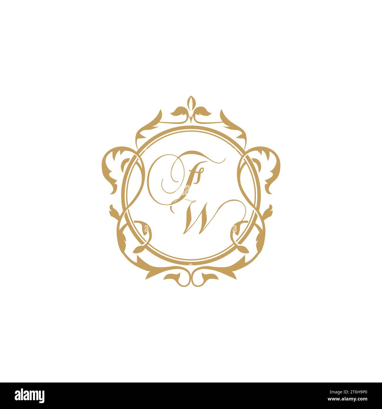 FW Wedding initials invitation with elegant ornament circle element vector graphic template Stock Vector