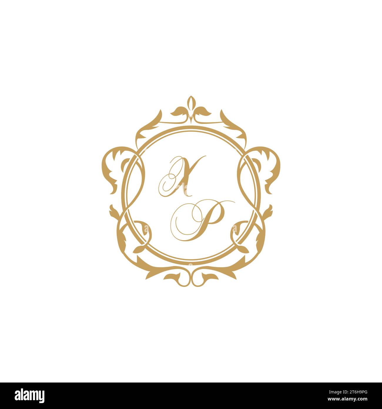 XP Wedding initial invitation with elegant ornament circle element vector graphic template Stock Vector