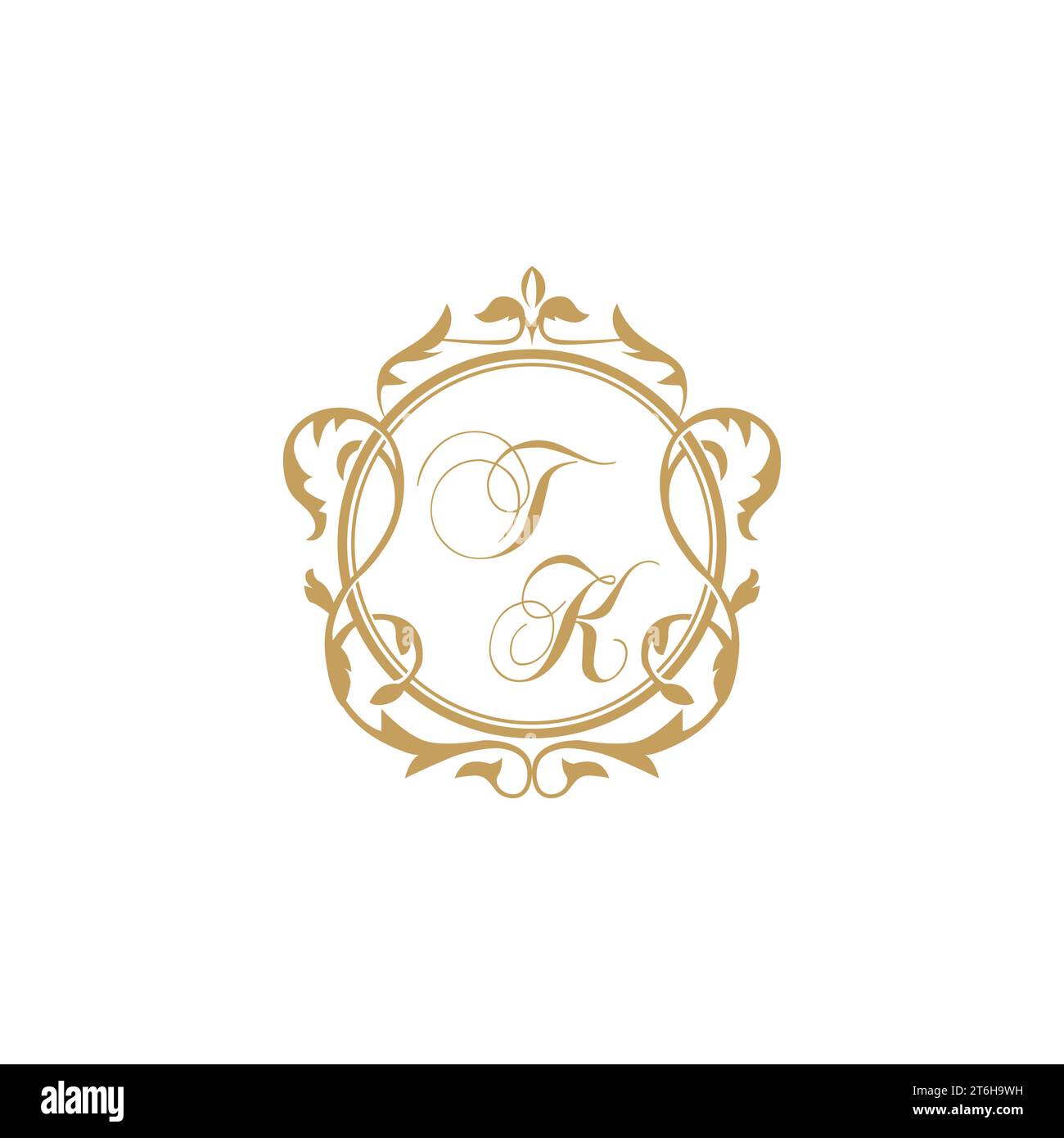 TK Wedding initial invitation with elegant ornament circle element vector graphic template Stock Vector