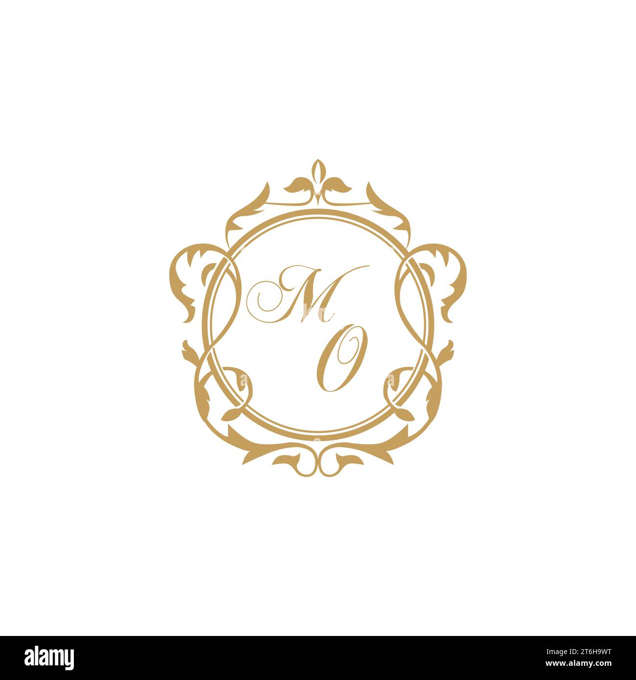 MO Wedding initial invitation with elegant ornament circle element vector graphic template Stock Vector