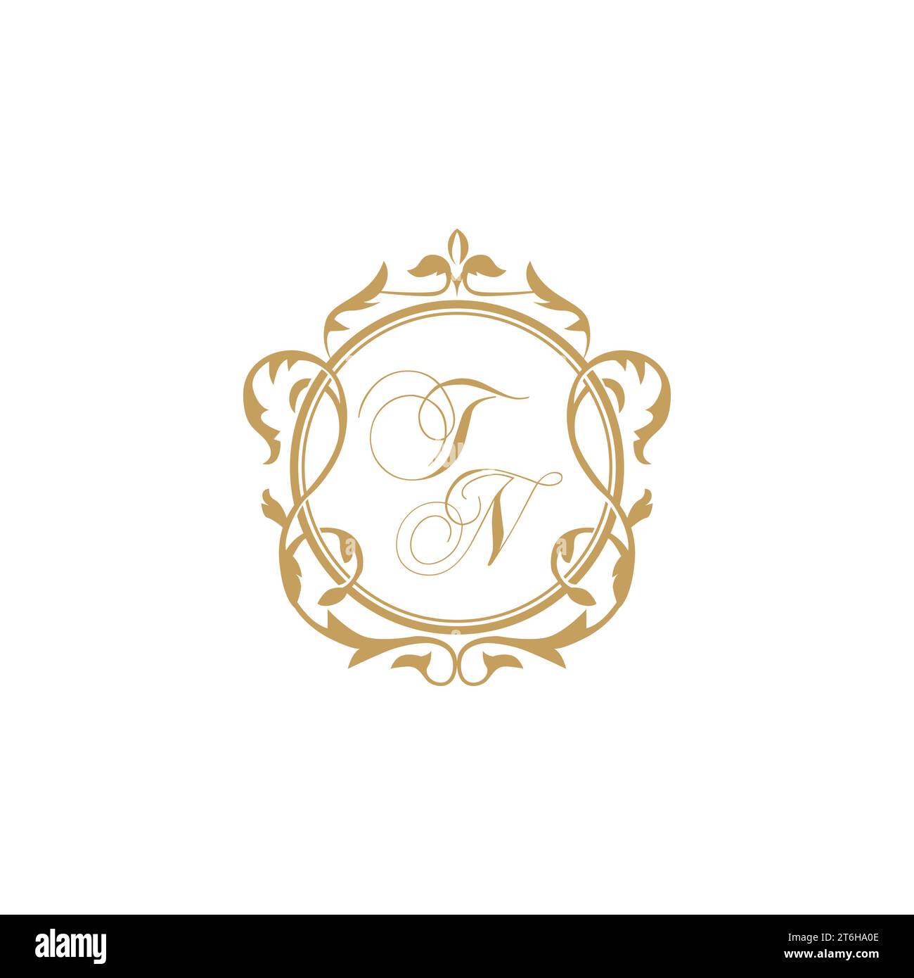 TN Wedding initial invitation with elegant ornament circle element vector graphic template Stock Vector