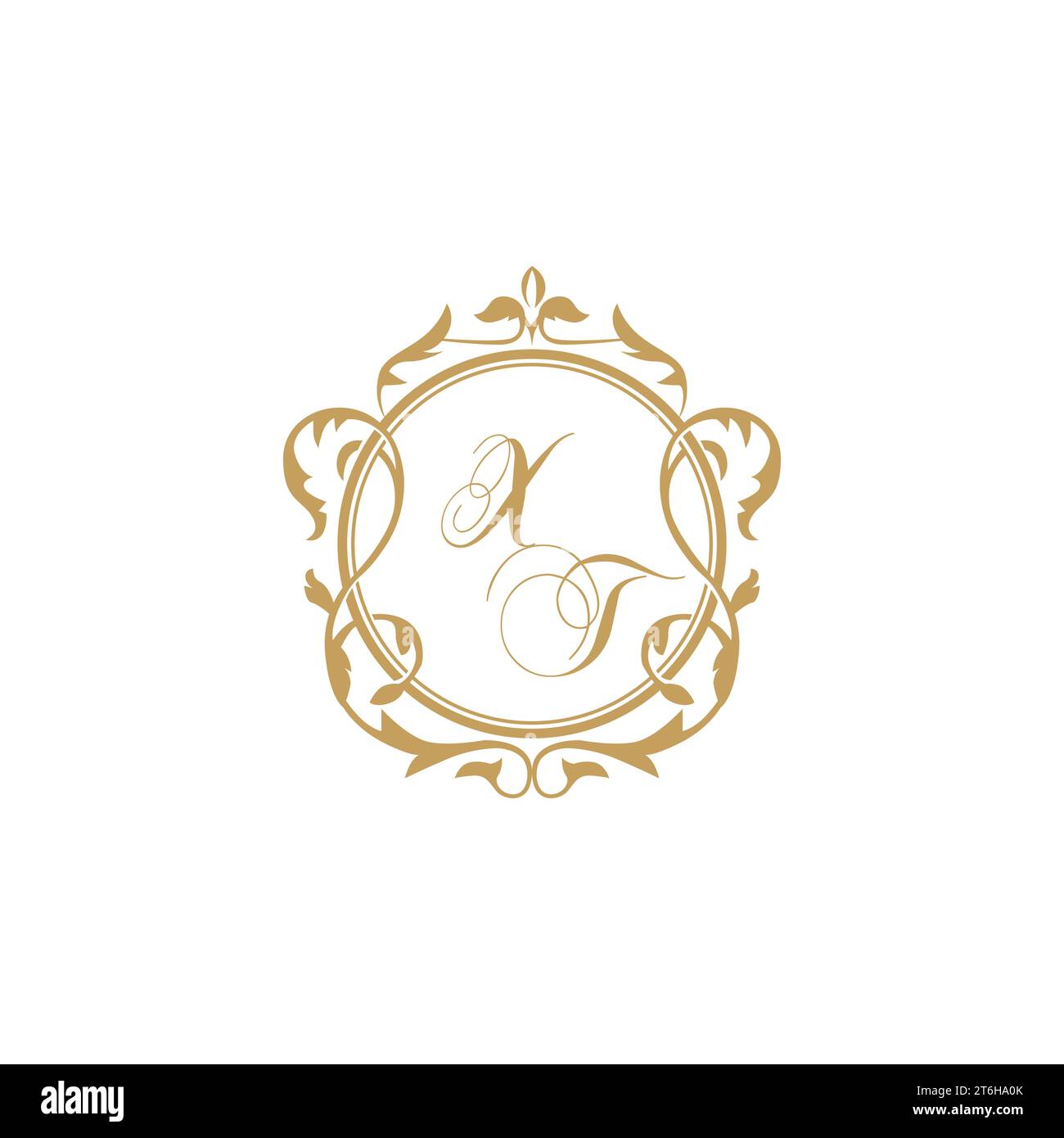 XT Wedding initial invitation with elegant ornament circle element vector graphic template Stock Vector