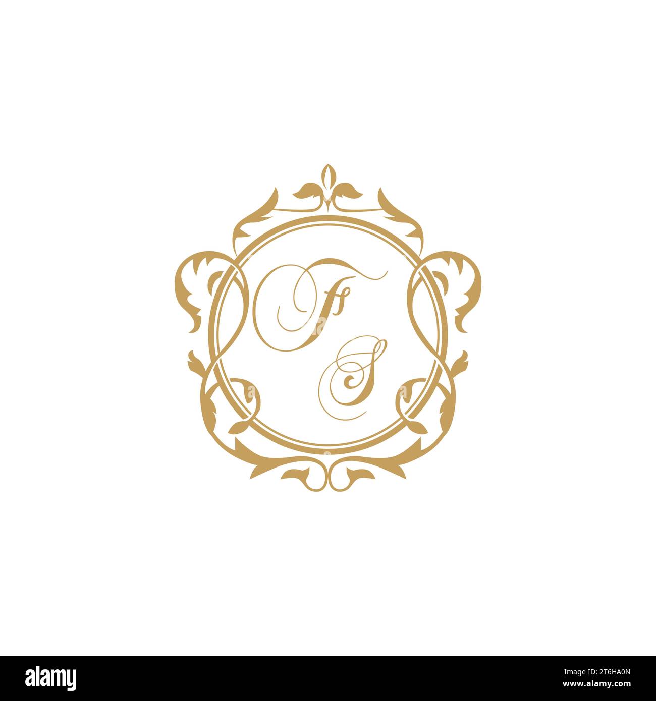 FS Wedding initials invitation with elegant ornament circle element vector graphic template Stock Vector