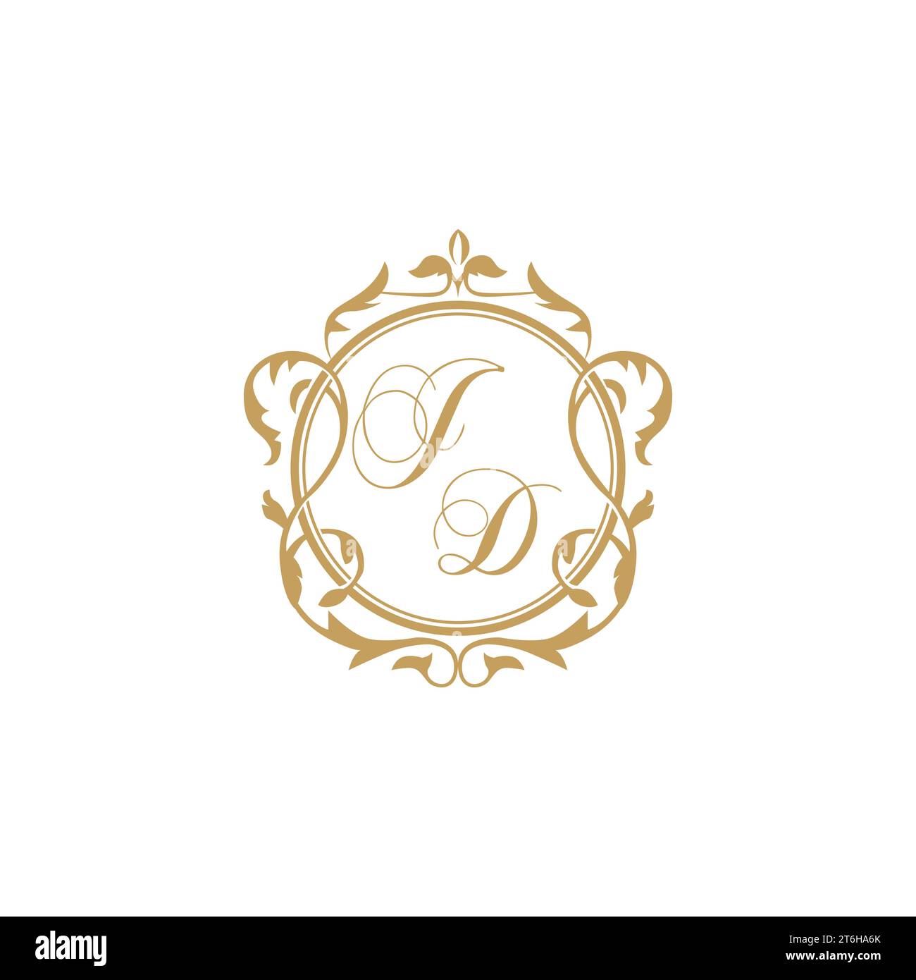JD Wedding initials invitation with elegant ornament circle element vector graphic template Stock Vector
